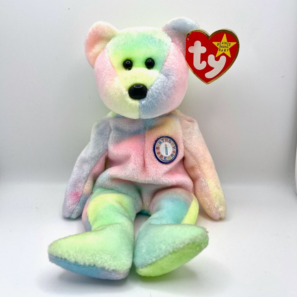 TY Birthday Bear Beanie Baby, plush bear 1999